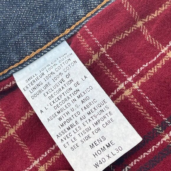 EDDIE BAUER Flannel Lined Jeans Men's Size 40X30 Blue Straight Leg Relaxed Fit - Picture 7 of 16